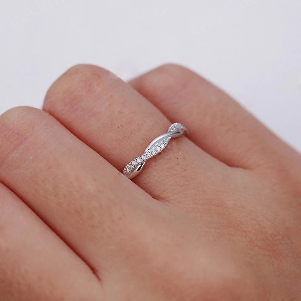 New Silver Diamond Twisted Eternity Ring - Picture 3 of 3